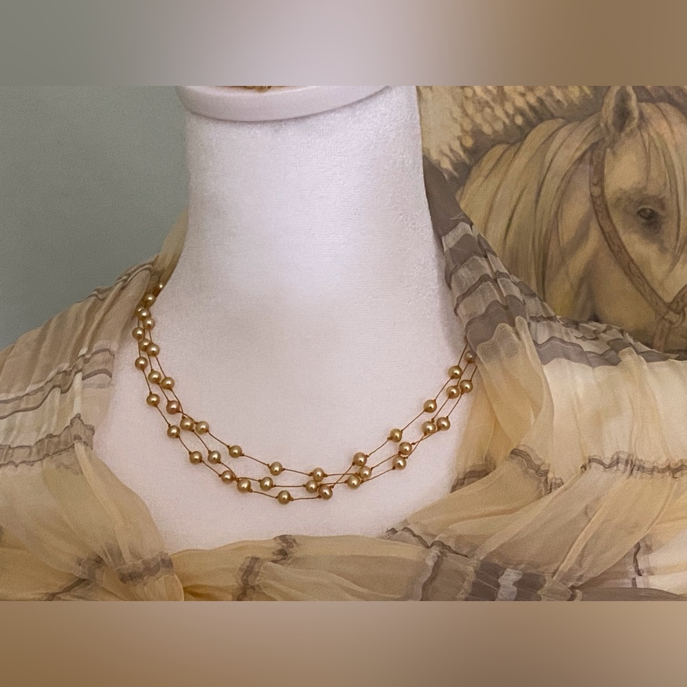 Tiny Gold Balls On A Delicate String Necklace And… - image 4